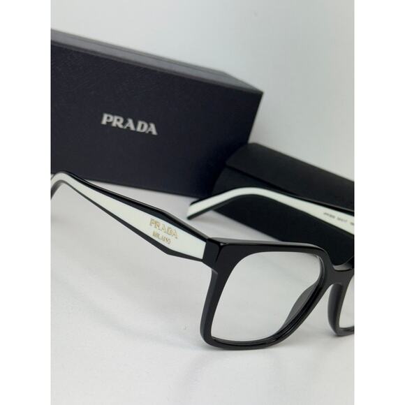 NEW Prada PR B03V Black White Square Eyeglasses Frames